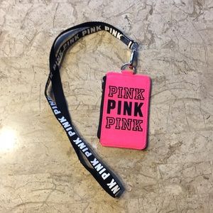 New Victoria secret pink lanyard wallet